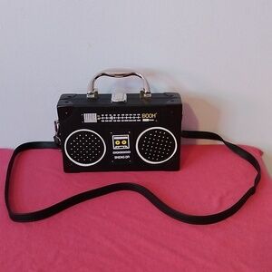 Black / White Mini Radio Purse